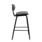 Armen Living Fox 28.5" Bar Height Gray Faux Leather and Black Wood Mid-Century Modern Bar Stool LCFOBABLGR30 - alternate 2